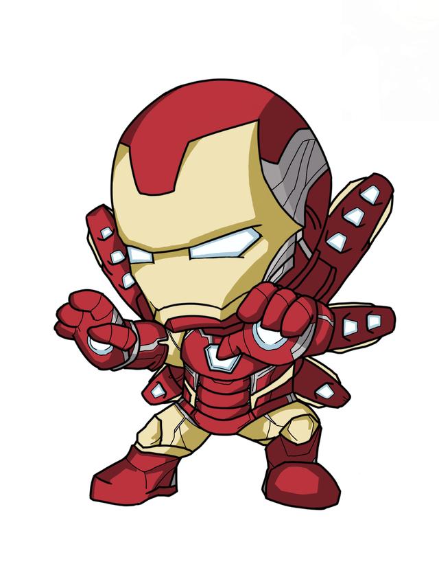 如何用马克笔来画钢铁侠全身（钢铁侠的卡通作画步骤来了）(10)