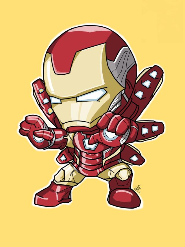 如何用马克笔来画钢铁侠全身（钢铁侠的卡通作画步骤来了）(12)