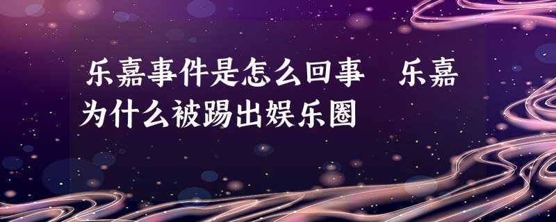 乐嘉事件是怎么回事 乐嘉为什么被踢出娱乐圈