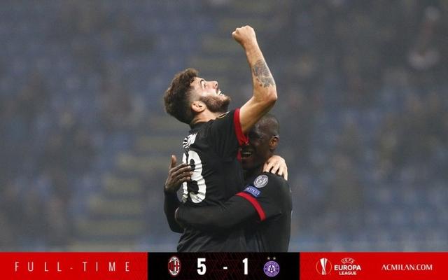 米兰欧联杯0:2阿森纳(欧联杯-AC米兰5-1大胜提前锁定第一出线)(1)