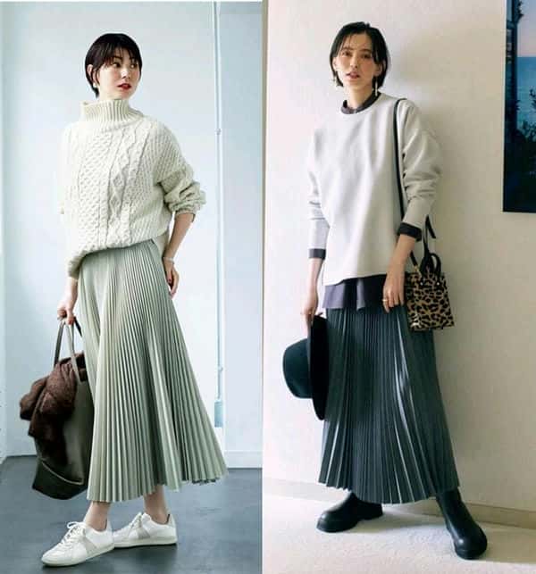 短款百褶裙的10种搭配方法冬季(百褶裙搭配什么上衣)