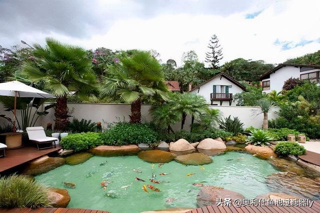 庭院三角形鱼池设计（38个庭院池塘设计案例）(31)