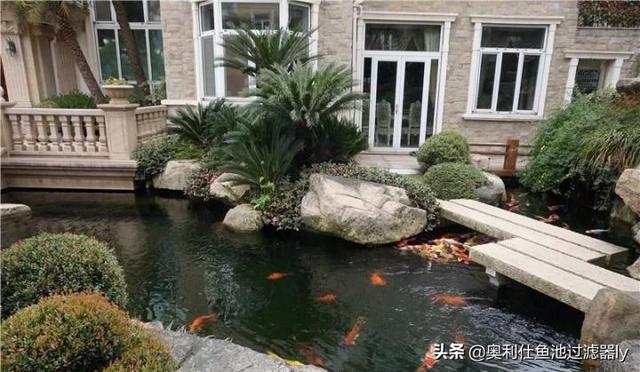 庭院三角形鱼池设计（38个庭院池塘设计案例）(13)