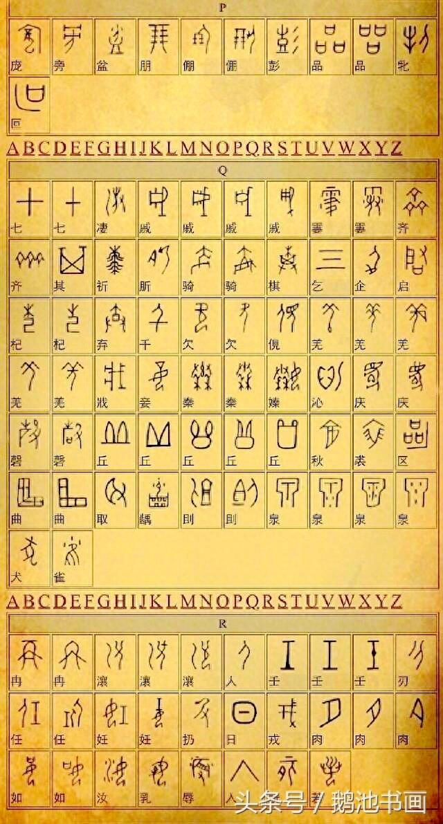 甲骨文对照表珍藏版，字终于齐了！