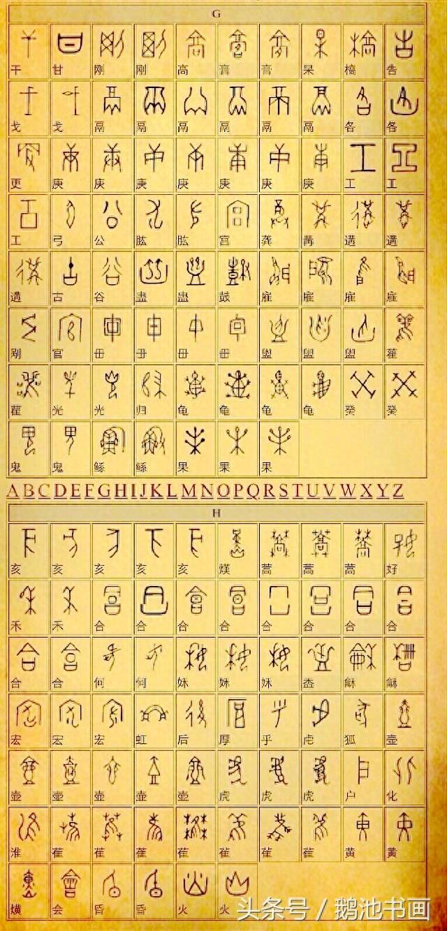 甲骨文对照表珍藏版，字终于齐了！