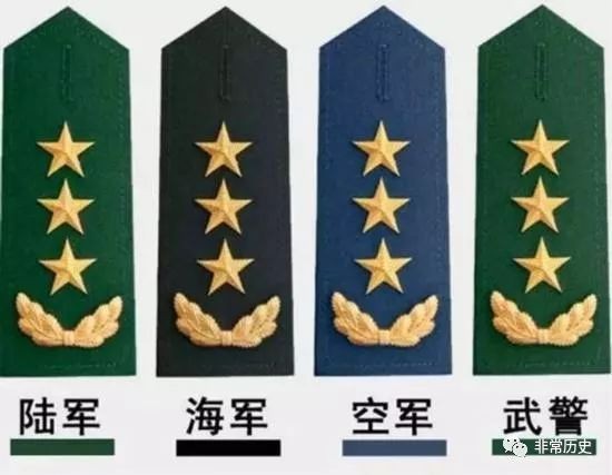 我国 军衔制肩章等级 新军衔制试行军衔等级肩章排列图片