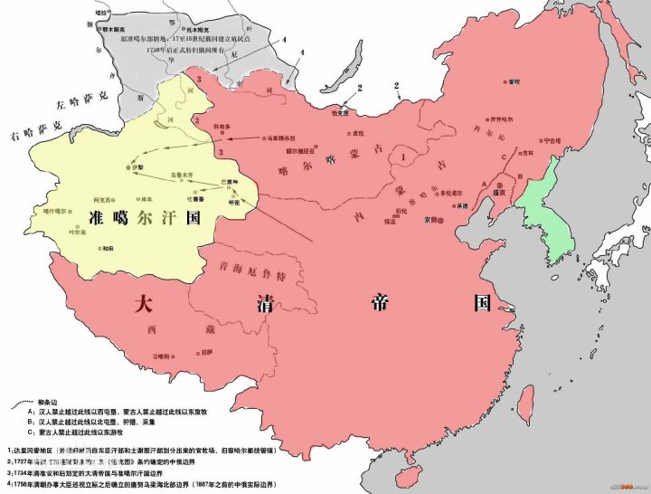 中国历代疆域地图（清朝296年疆域变化地图）